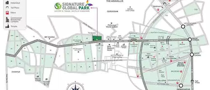 Direction of Signature Global Park Sector 36 Gurugram by Clickable Image of Google Maps