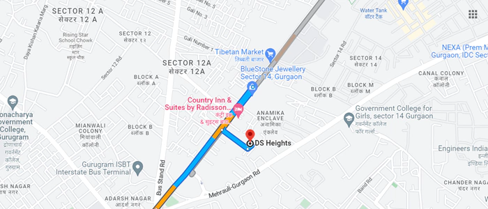 Direction of DS Heights in Sector 13 Gurugram by Clickable Image of Google Maps