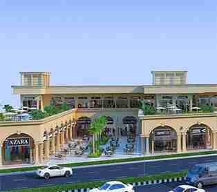 MRG world Bazaar 93 Affordable Shops in Sector 93, drone view with roads and project fasad view